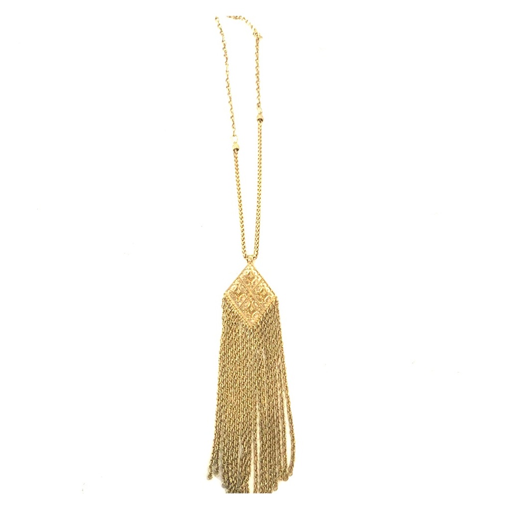 Boho gold tassel necklace